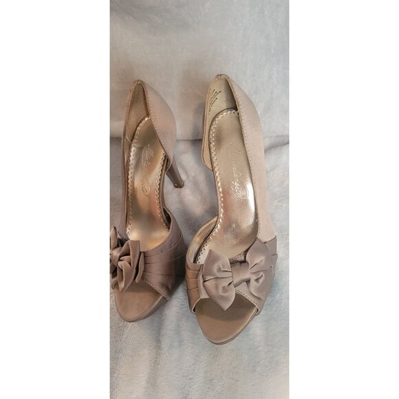 Michaelangelo Gray Satin Open Toe Slip On Heels Shoes Women's 5 1/2 - Picture 9 of 12